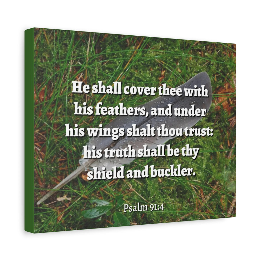 Scripture Canvas Shield And Buckler Psalms 91:4 Christian Wall Art Bible Verse